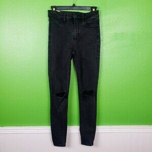 American Eagle Women's Black Super Next Level Stretch High-Rise Jeggings Size 02